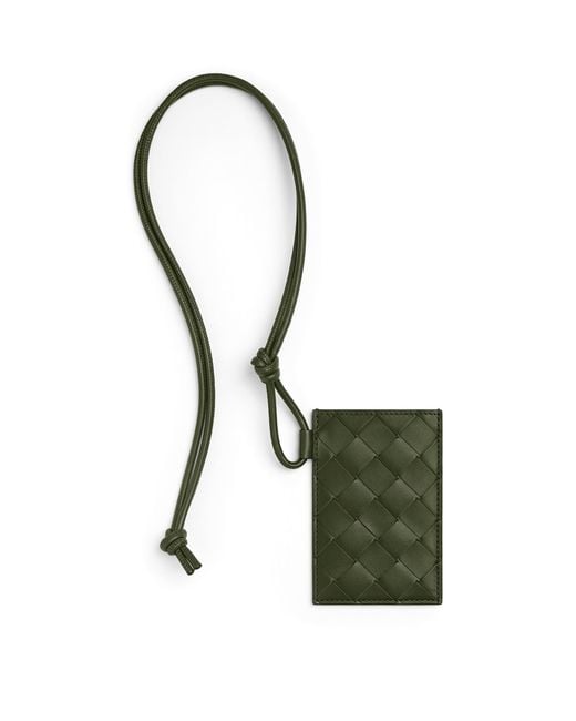Bottega Veneta Green Leather Intrecciato Badge Holder for men