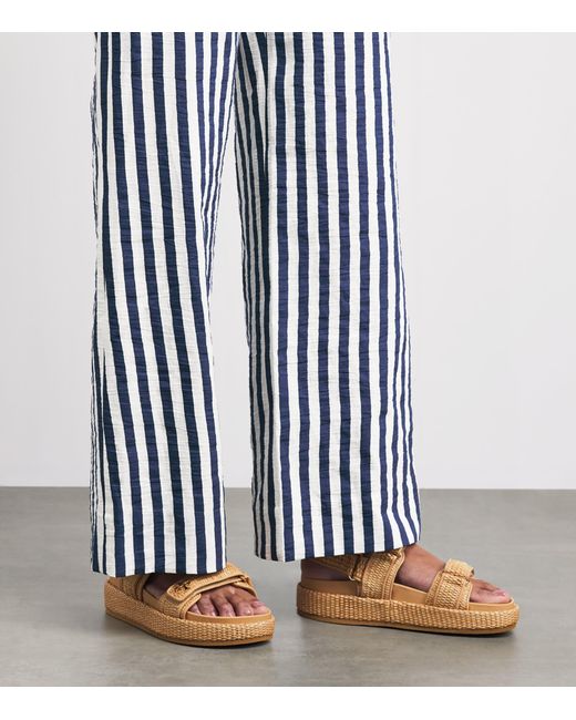 Maje Blue Stripe Wide-Leg Trousers