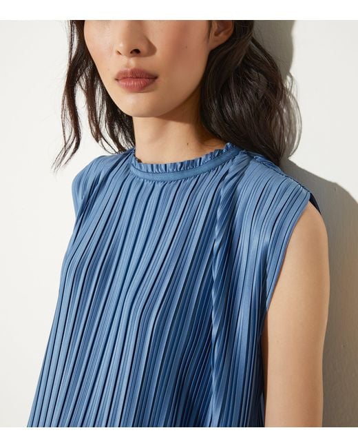 MAX&Co. Blue Pleated Tank Top