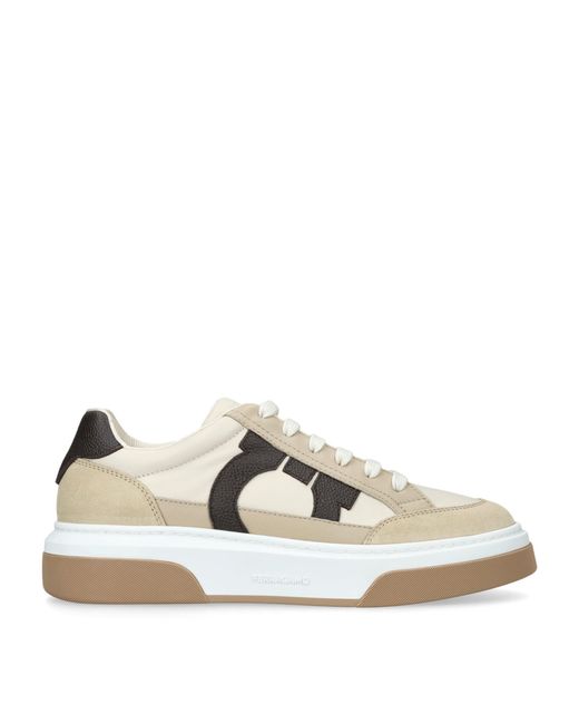 Ferragamo White Low-Top Gancini Sneakers for men