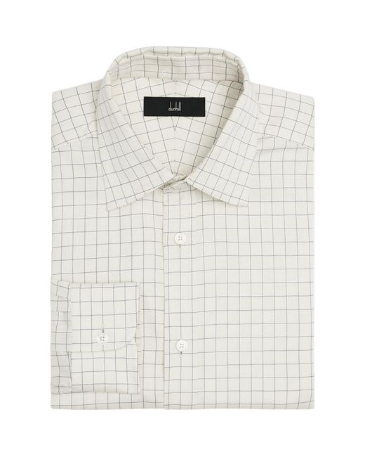 Dunhill White Cotton Check Shirt for men