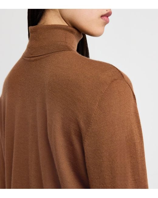Johnstons Brown Superfine Cashmere Rollneck Sweater