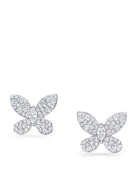 Graff White Gold And Diamond Butterfly Stud Earrings