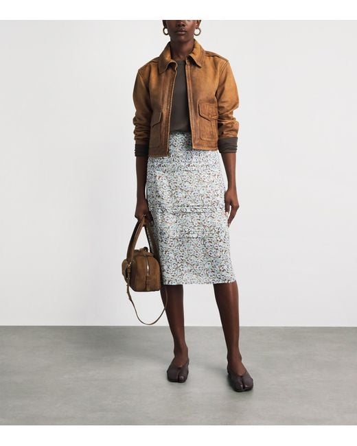 Tory Burch White Printed Midi Skirt