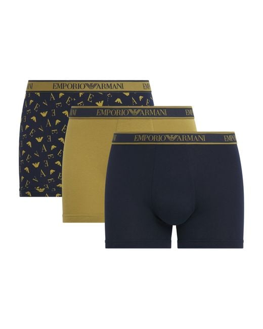 Emporio Armani Blue Stretch-Cotton Logo Boxer Briefs for men