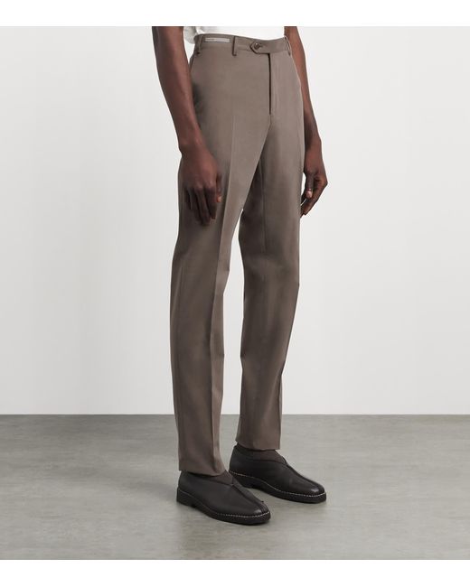 Corneliani Gray Stretch-Cotton-Cashmere Trousers for men