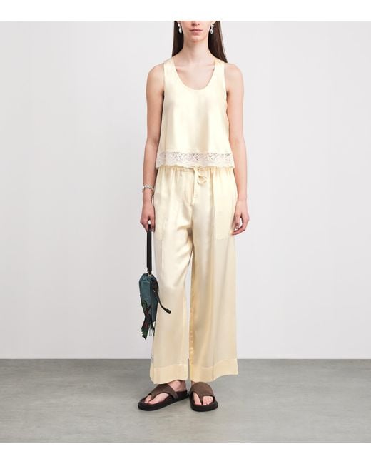 Sandro Natural Satin Wide-Leg Trousers
