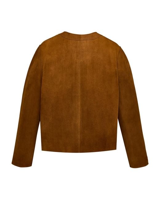 Saint Laurent Brown Suede Cassandre-Button Jacket