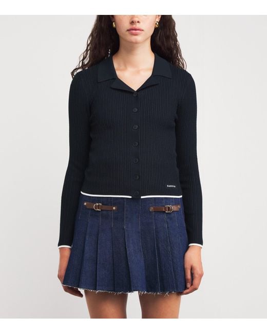 Sandro Blue Cable-Knit Cardigan