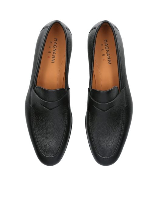 Magnanni Shoes Black Leather Diezma Ii Loafers for men