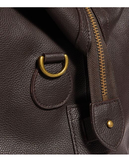 Barbour Brown Medium Leather Explorer Holdall for men