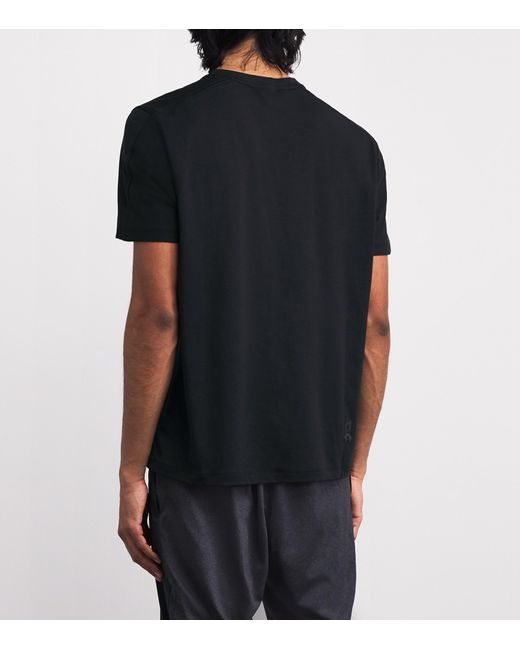On Shoes Black Cott-Blend Focus T-Shirt for men