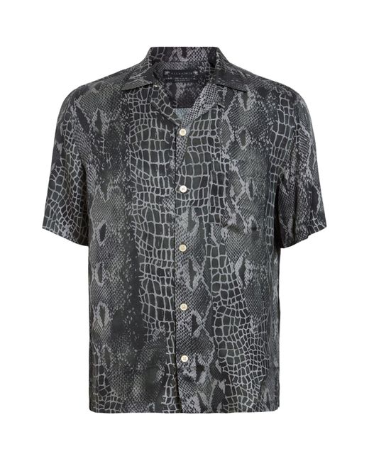 AllSaints Gray Snakeskin Print Skrale Shirt for men