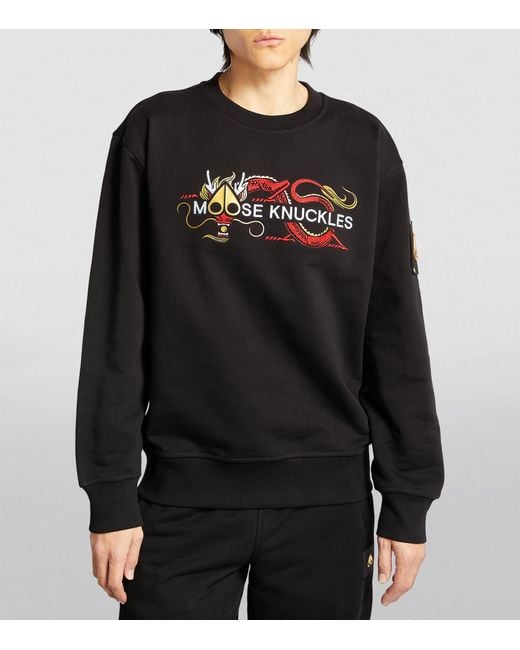 Moose Knuckles Black Embroidered Dragon Sweatshirt for men