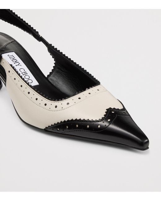 Jimmy Choo Metallic Amel 50 Leather Slingback Pumps