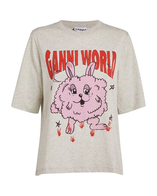 Ganni Cotton Bunny Tshirt in White Lyst