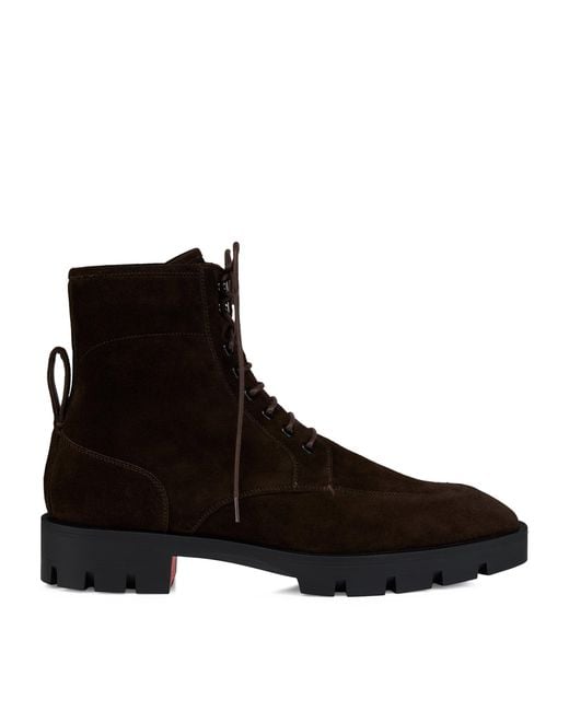Christian Louboutin Brown Caracolo Lion Suede Boots for men