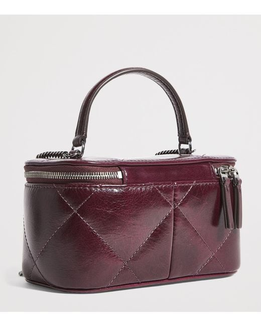 Tory Burch Purple Leather Quilted Kira Vanity Case Bag