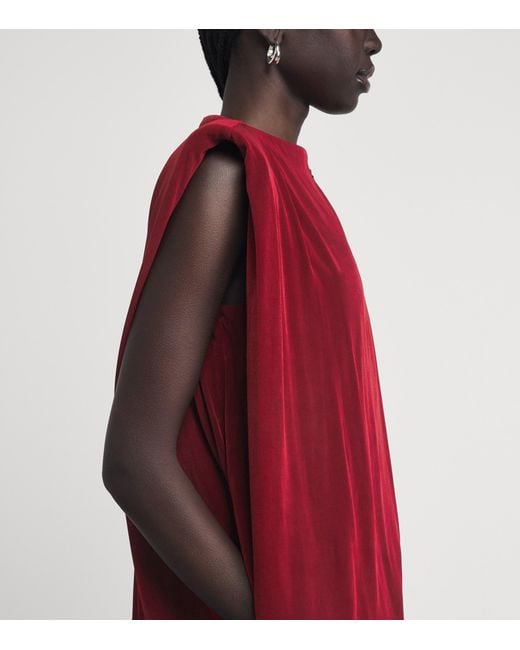 Camilla & Marc Red Draped Asymmetrical Ravine Top