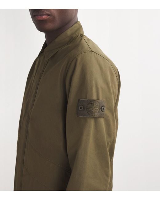 Stone Island Green Ghost Piece Organic Cotton Overshirt for men