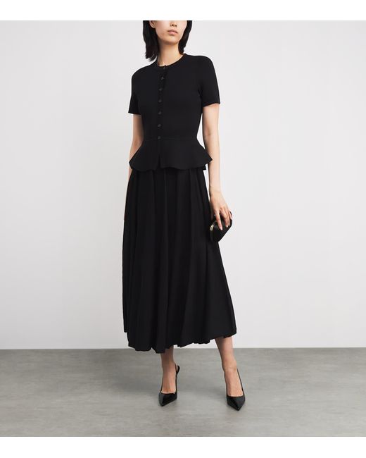 Sandro Black Knitted Peplum Maxi Dress