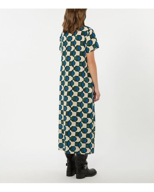 Weekend by Maxmara Green Silk Printed Midi Dress