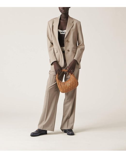 Miu Miu Brown Matelassé Lambskin Wander Top-Handle Bag