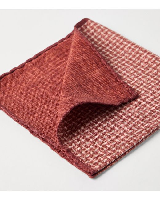Brunello Cucinelli Red Silk Weave Pocket Square for men