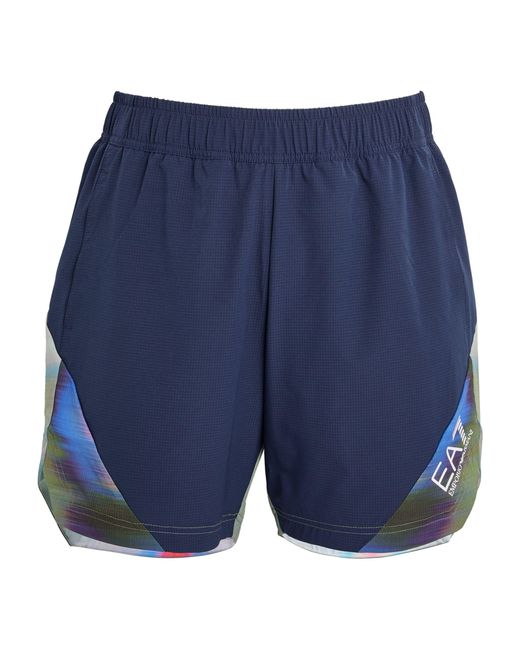 EA7 Blue Ombré-back Running Shorts for men