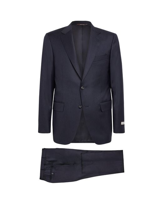 Canali Blue Wool Pinstripe 2-Piece Suit for men