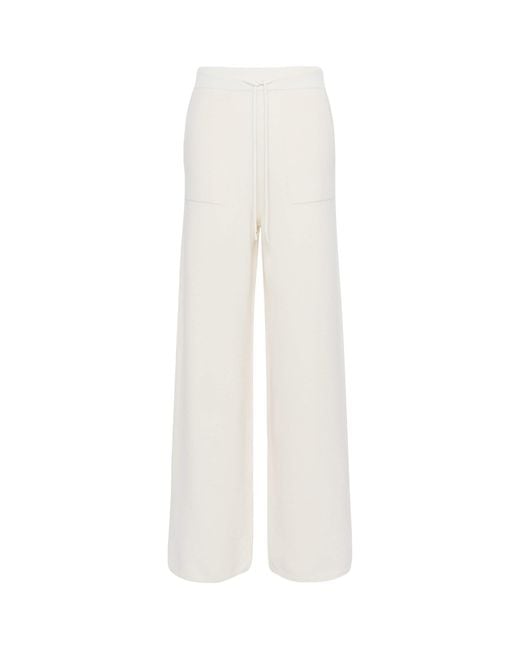 Max Mara White Cashmere Drawstring Trousers
