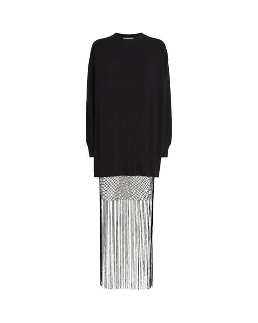 Christopher Esber Black Wool-Cashmere Macrame Monument Maxi Dress