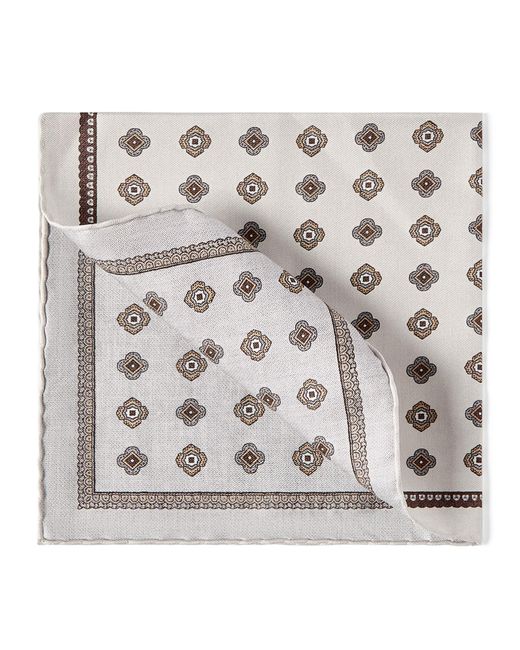 Brunello Cucinelli Metallic Silk Medallion Pocket Square for men