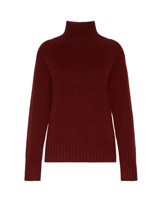 Max Mara Red Wool-Cashmere High-Neck Sweater