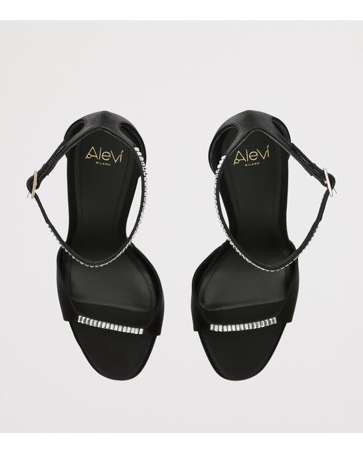 ALEVI Black Satin Ninel Xtal Heeled Sandals 110