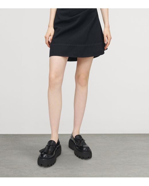 McQueen Black Leather Sofa Loafers