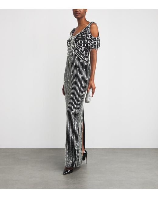 Pamella Roland White Crystal-Embellished Gown
