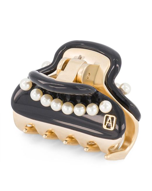 Alexandre De Paris Black Plated Pearl-Embellished Claw Hair Clip