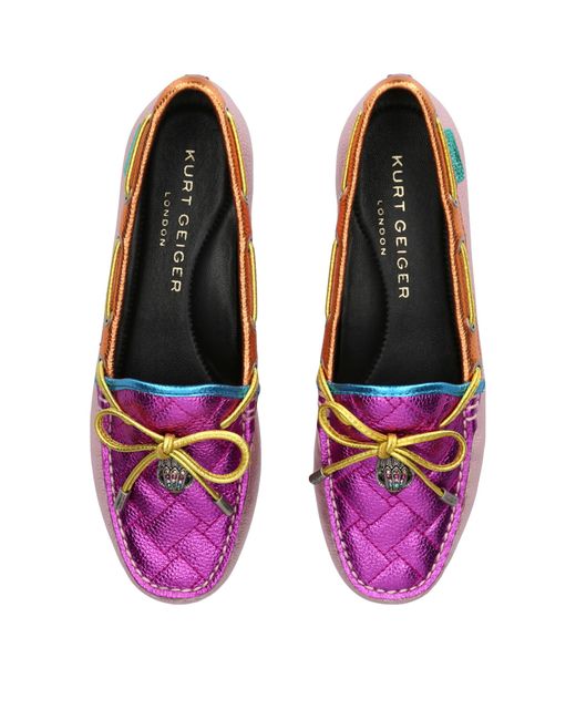 Kurt Geiger Purple Leather Eagle Moccasins