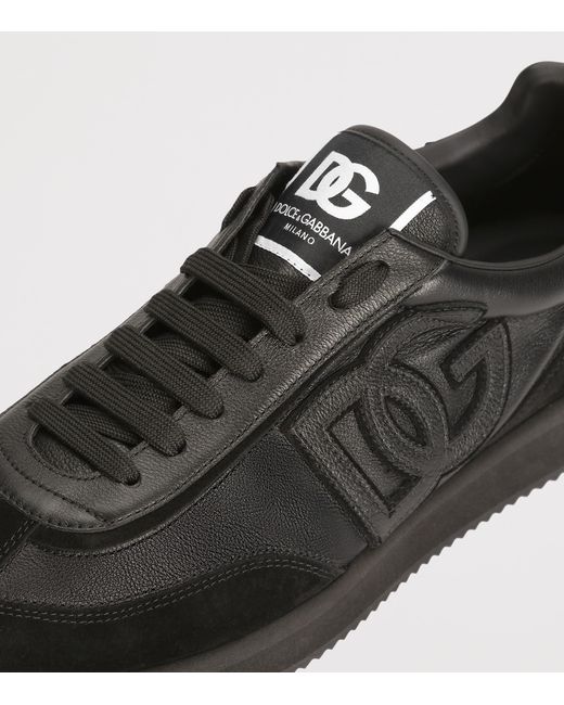 Dolce & Gabbana Black Suede And Leather Dg Cushion Sneakers for men