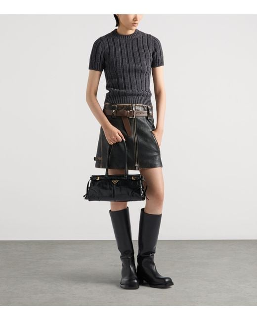 Prada Black Medium Leather Bonnie Shoulder Bag