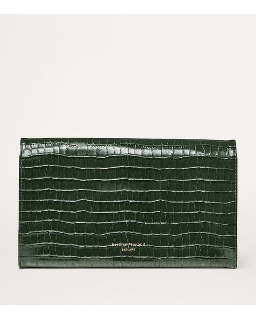 Aspinal Green Leather Travel Wallet for men