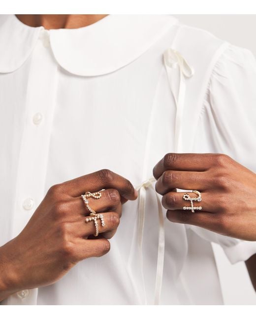 Sophie Bille Brahe Metallic And Diamond Ensemble 'L' Ring