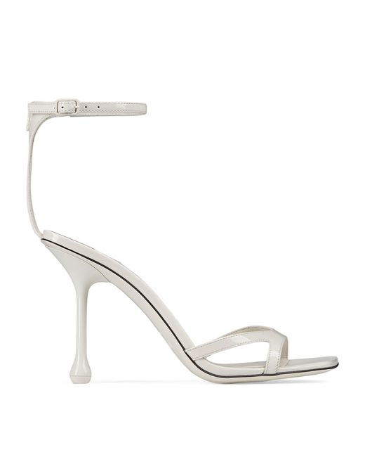 Jimmy Choo White Ixia 95 Patent Leather Heeled Sandals