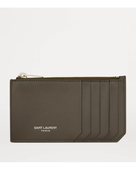 Saint Laurent Black Leather Zip-Up Card Holder for men