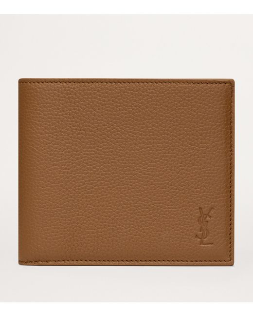 Saint Laurent Brown Leather Cassandre Bifold Wallet for men
