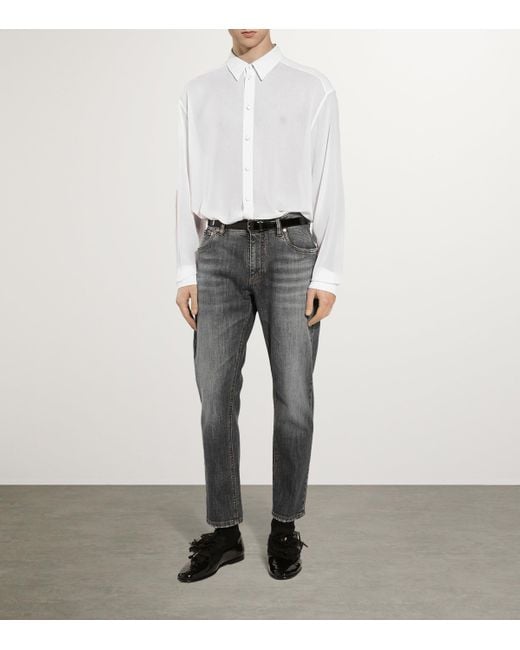 Dolce & Gabbana White Oversized Semi-Sheer Silk Shirt for men