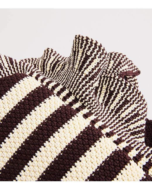 Sandro White Crochet Stripe Tote Bag