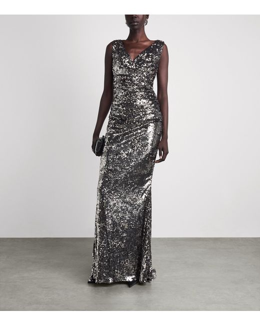 Talbot Runhof Metallic Sequinned Column Gown