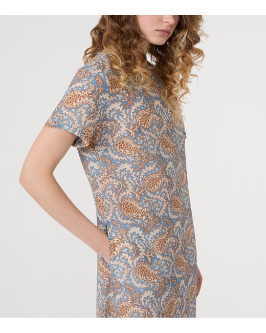 Weekend by Maxmara Gray Silk Floral Print Midi Dress